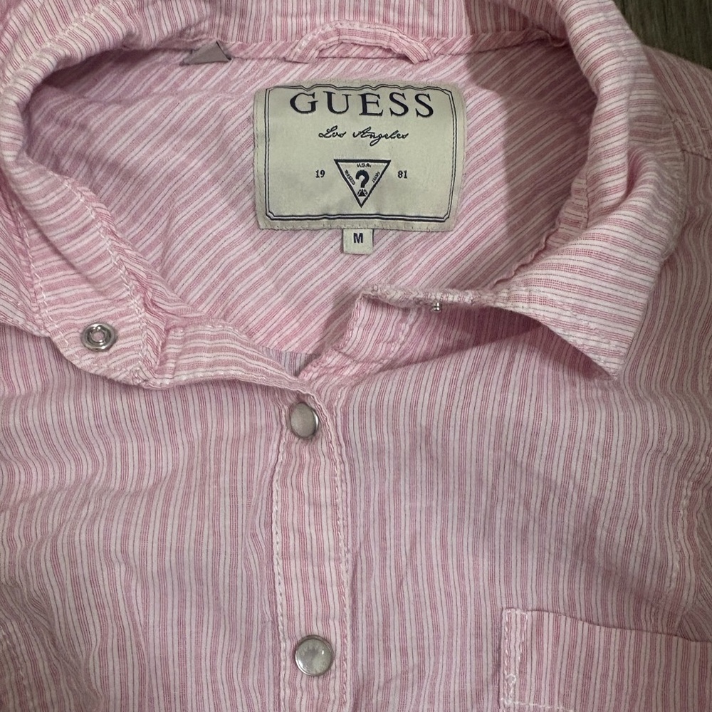 Guess Light Pink Striped Shirt - Picture 3 of 6